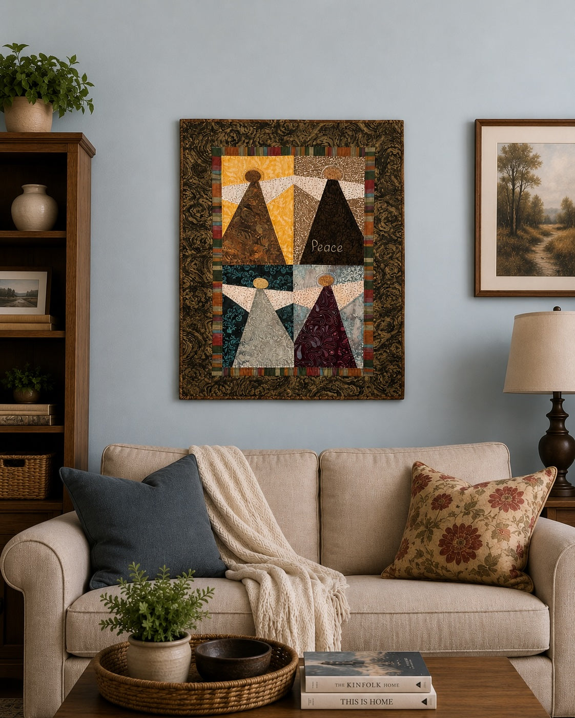 4 Peace Angels Wall Hanging - OOAK - 23.5" x 31.5"