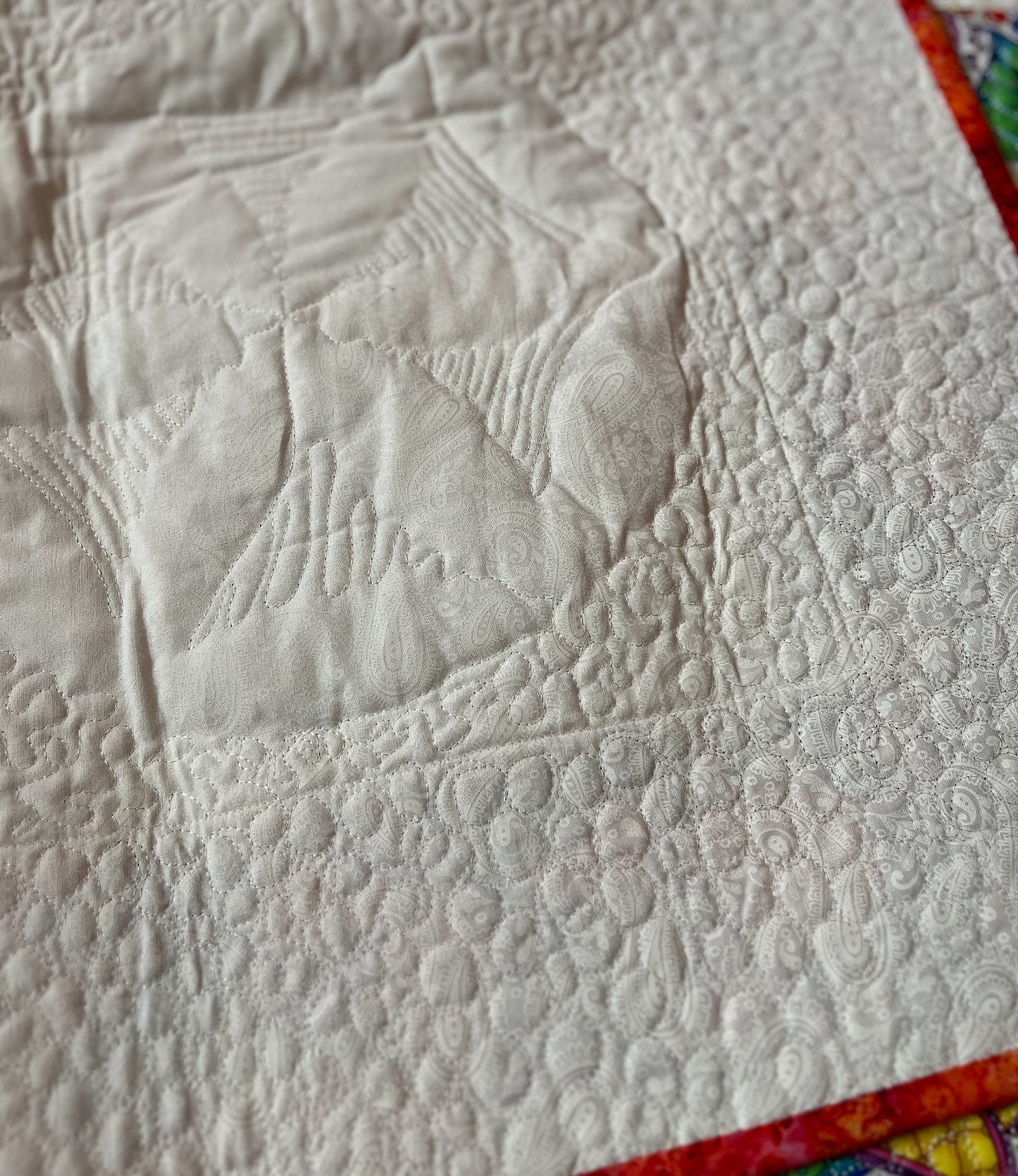 Flower Power Quilted Throw - Hand Made Appliqué - OOAK - 58" x 57"
