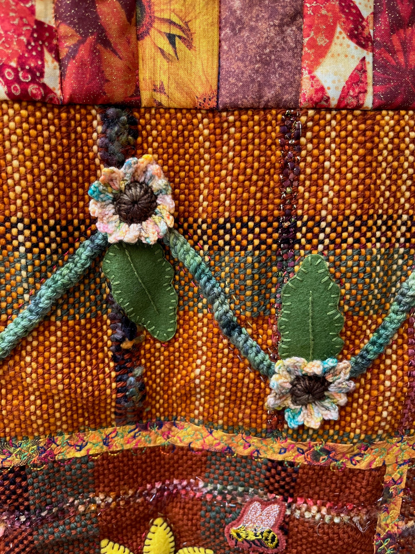 Happy Sunshine Multi-Media Wall Hanging - OOAK - 33.5 x 29.5"