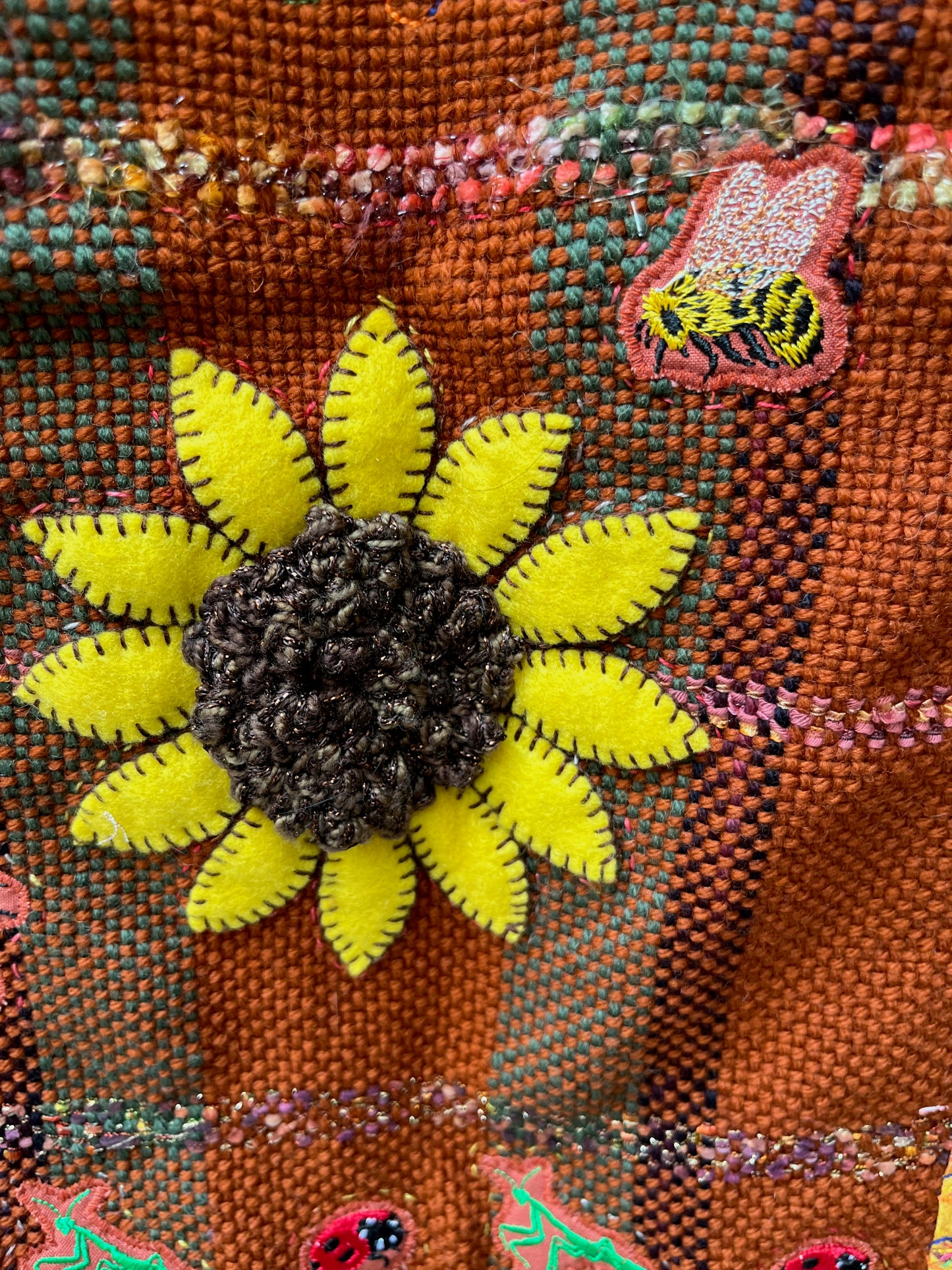 Happy Sunshine Multi-Media Wall Hanging - OOAK - 33.5 x 29.5"