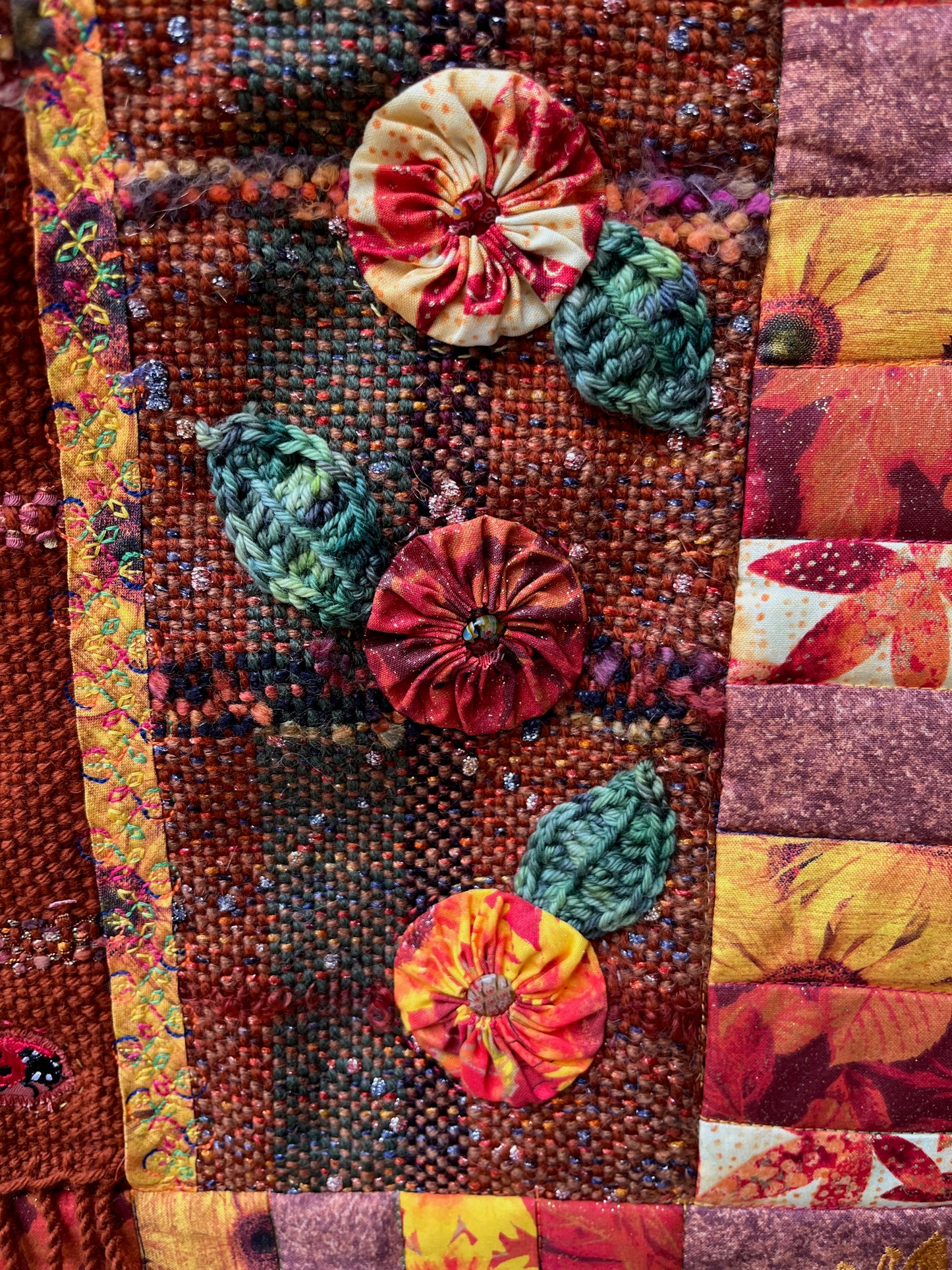 Happy Sunshine Multi-Media Wall Hanging - OOAK - 33.5 x 29.5"