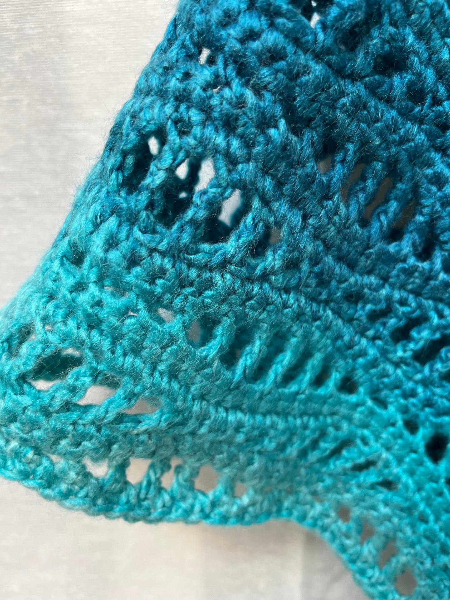 Handmade Crochet Poncho, Teal Gradient Lace. OOAK