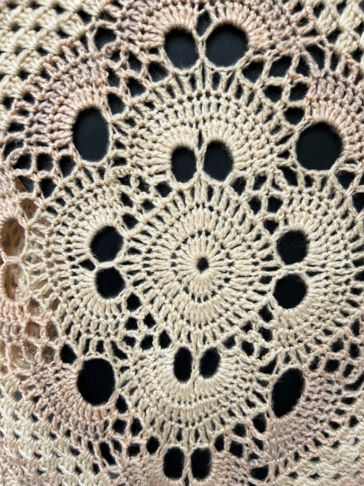 Hand Crocheted Mandala Poncho - Powder Peach - OOAK