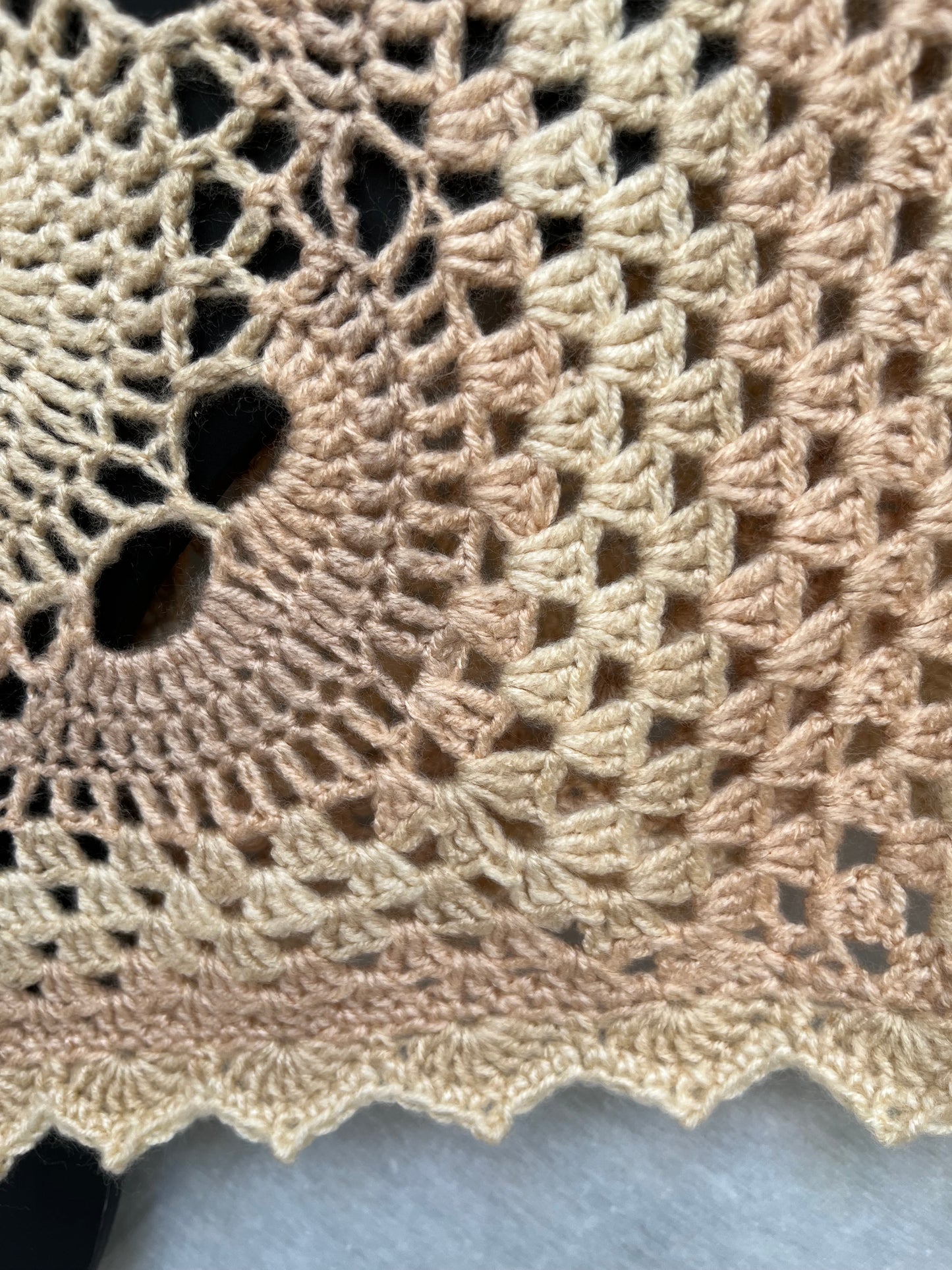 Hand Crocheted Mandala Poncho - Powder Peach - OOAK