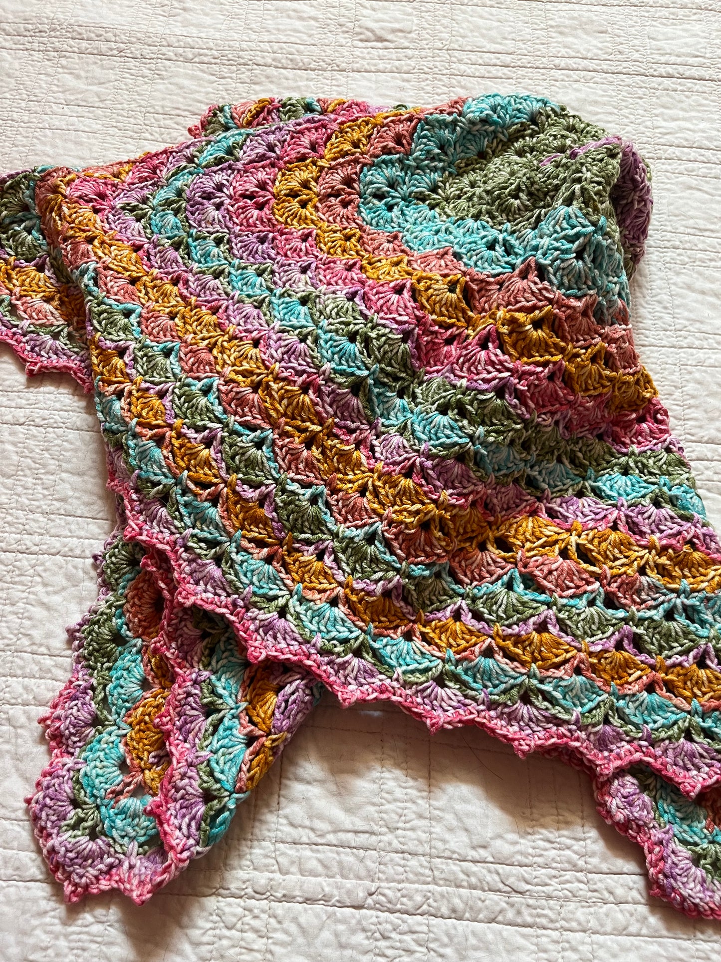 Very Happy Baby Blanket - Hand-made, OOAK - 32" Square