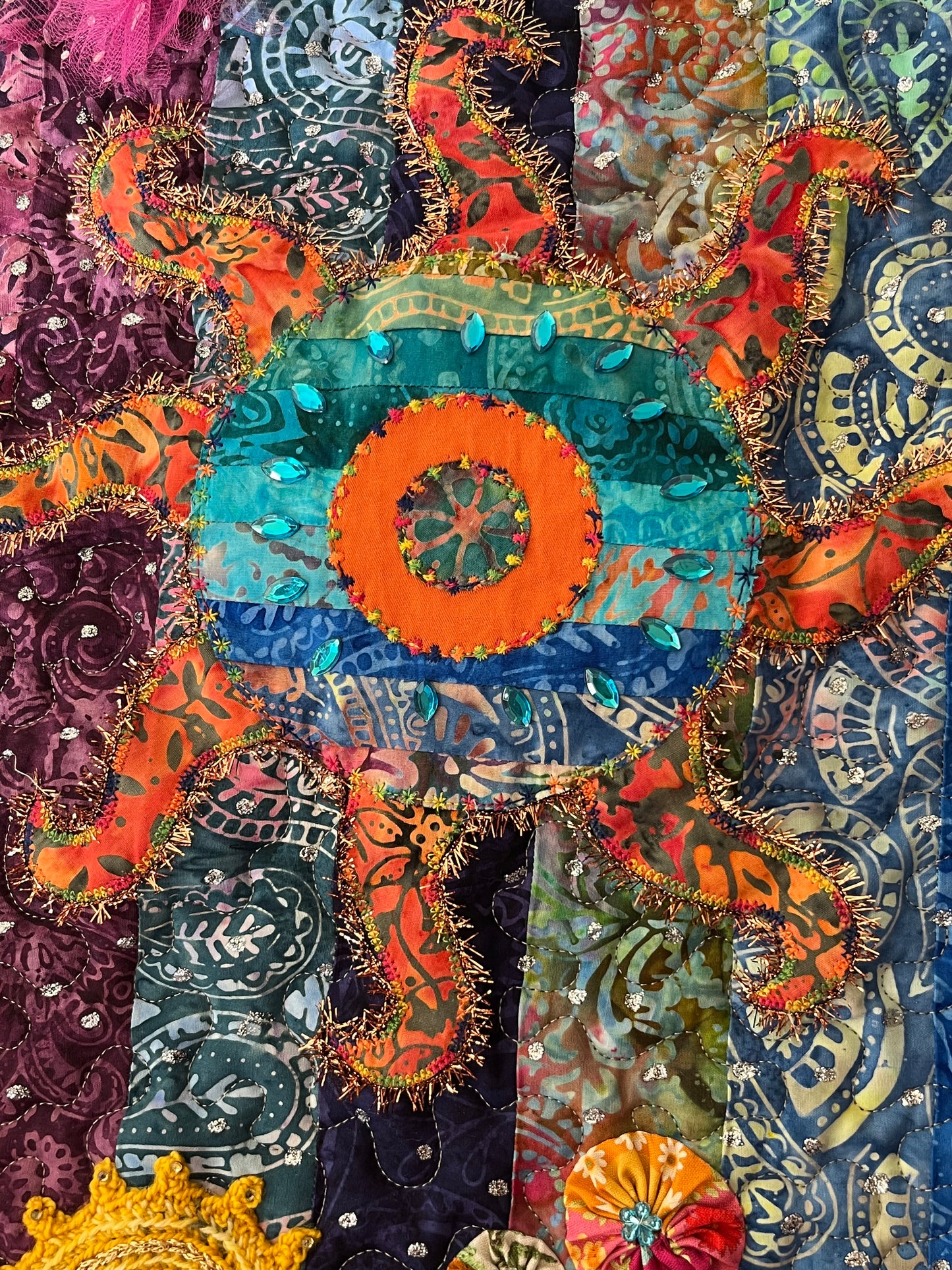 Ebullience Handmade Textile Art Wall Hanging - OOAK - 36" x 29.5"