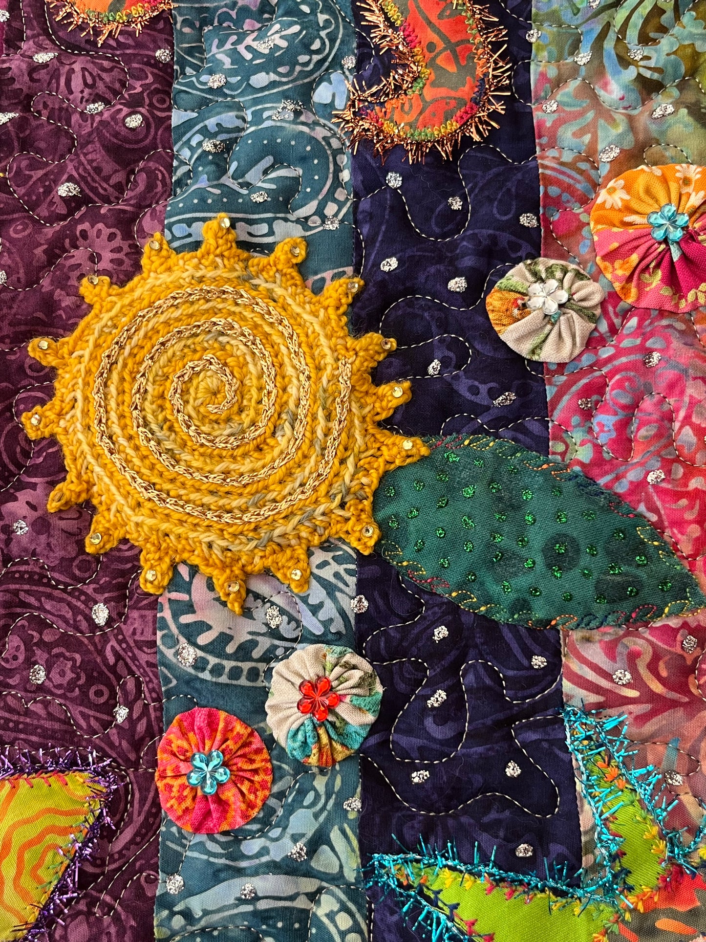 Ebullience Handmade Textile Art Wall Hanging - OOAK - 36" x 29.5"