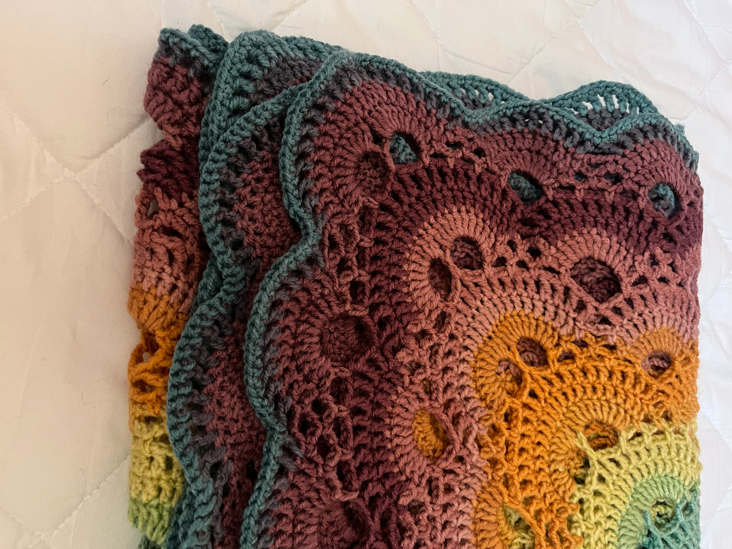 Marrakech Mandala Coverlet - Handmade Crochet OOAK - 52" x 52"