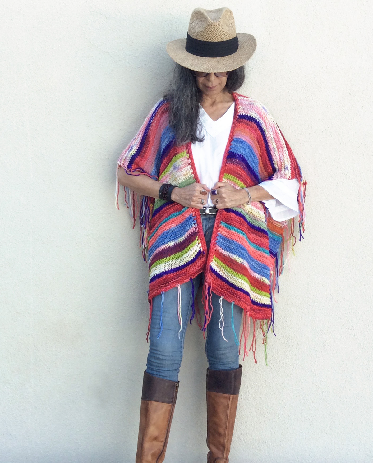 Tropical Garden Shaman Robe OOAK Hand Knit Ruana