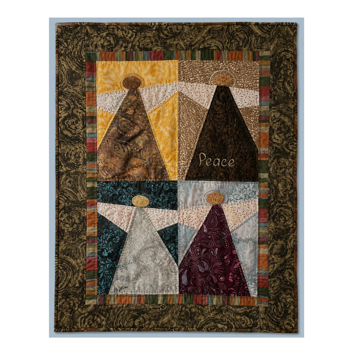 4 Peace Angels Wall Hanging - OOAK - 23.5" x 31.5"