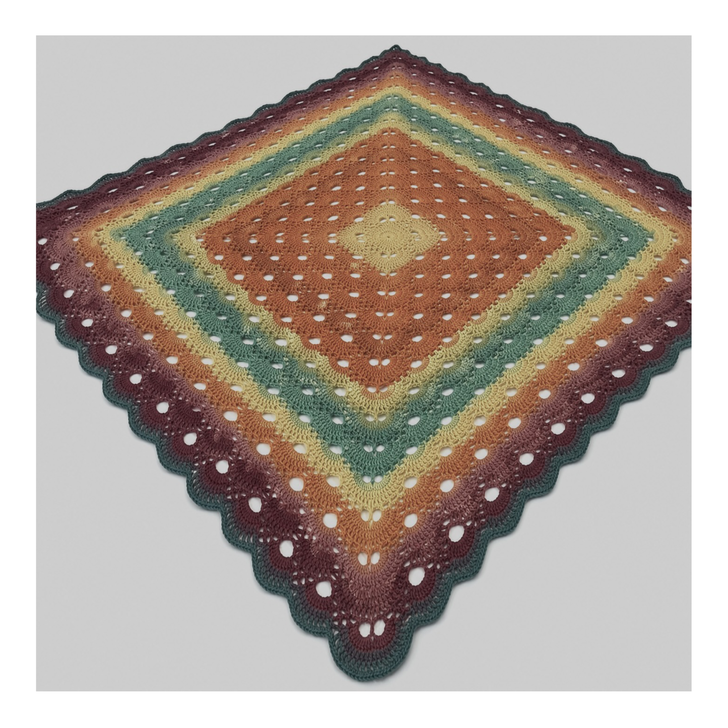 Marrakech Mandala Coverlet - Handmade Crochet OOAK - 52" x 52"