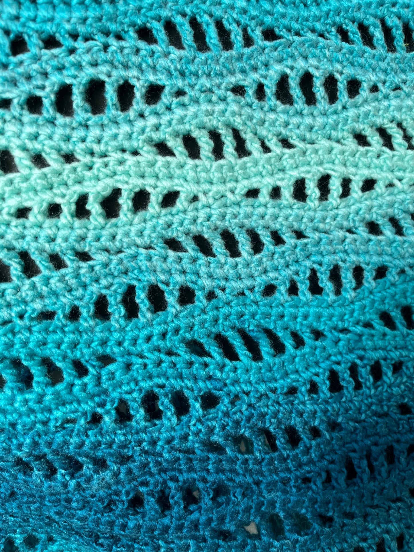 Handmade Crochet Poncho, Teal Gradient Lace. OOAK