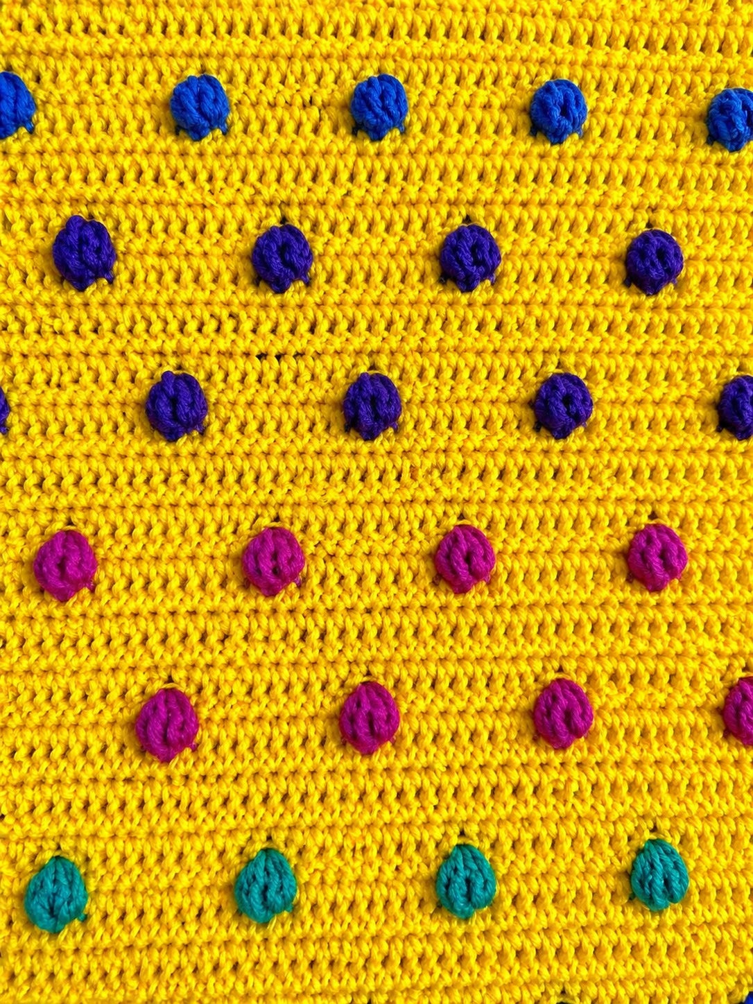 Happy Baby Bubble Blanket - Hand Crocheted OOAK, 39" x 38"