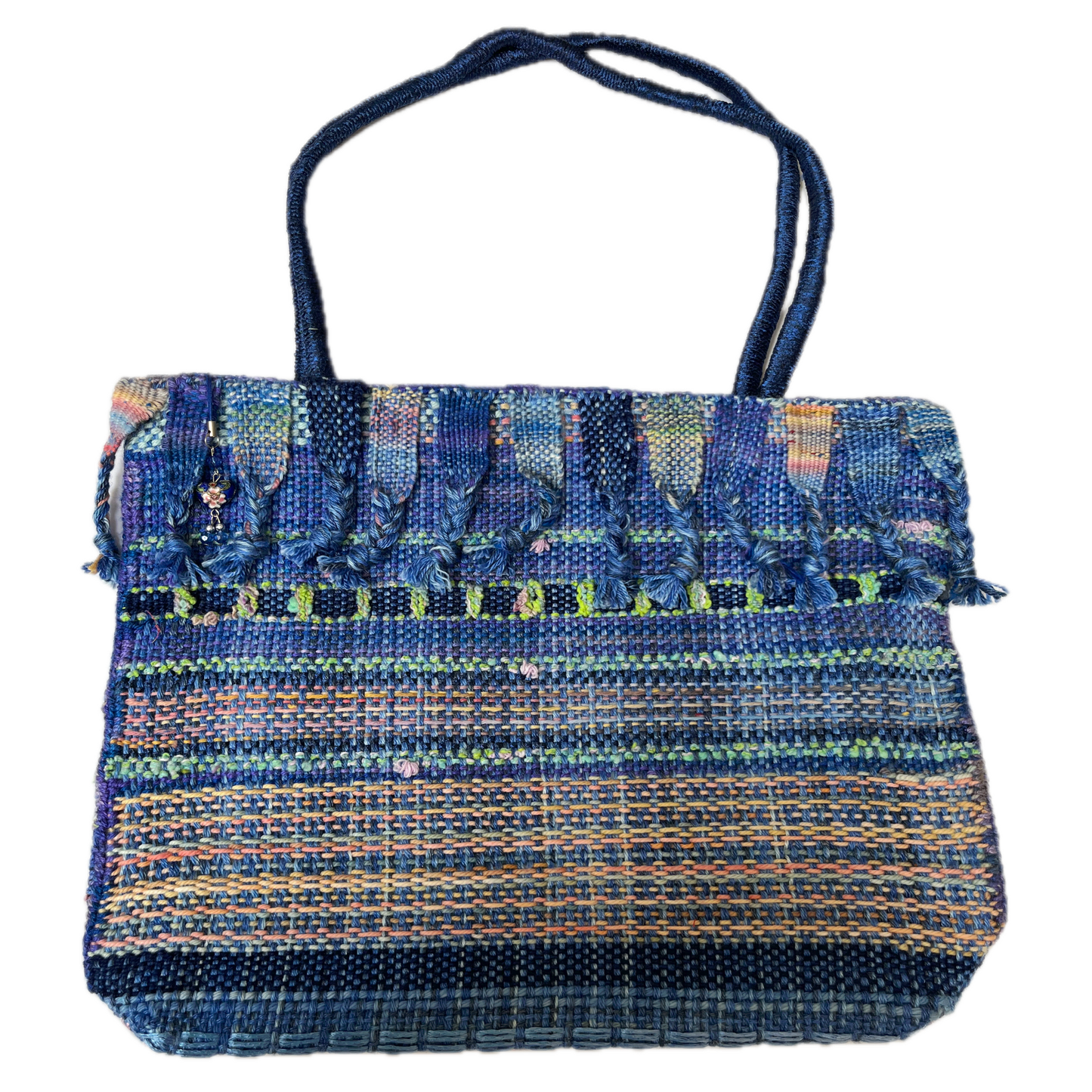 Blue Handwoven Handbag - OOAK - Unique!!