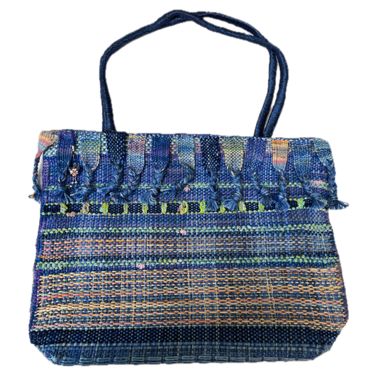 Blue Handwoven Handbag - OOAK - Unique!!