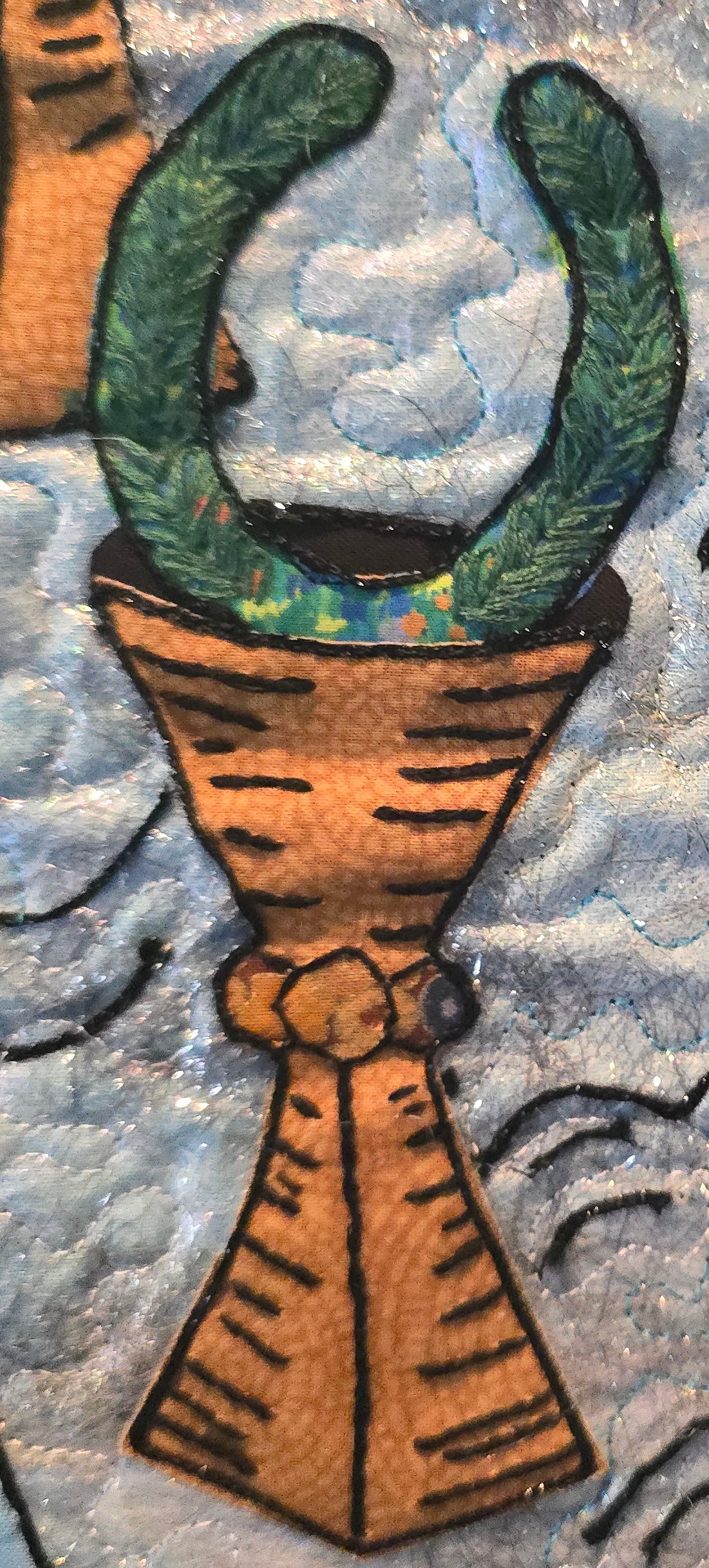 Tarot Card Seven of Cups Wall Hanging – OOAK Quilted Textile Art – 19x28”