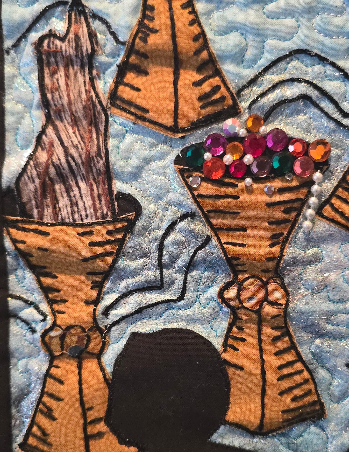 Tarot Card Seven of Cups Wall Hanging – OOAK Quilted Textile Art – 19x28”