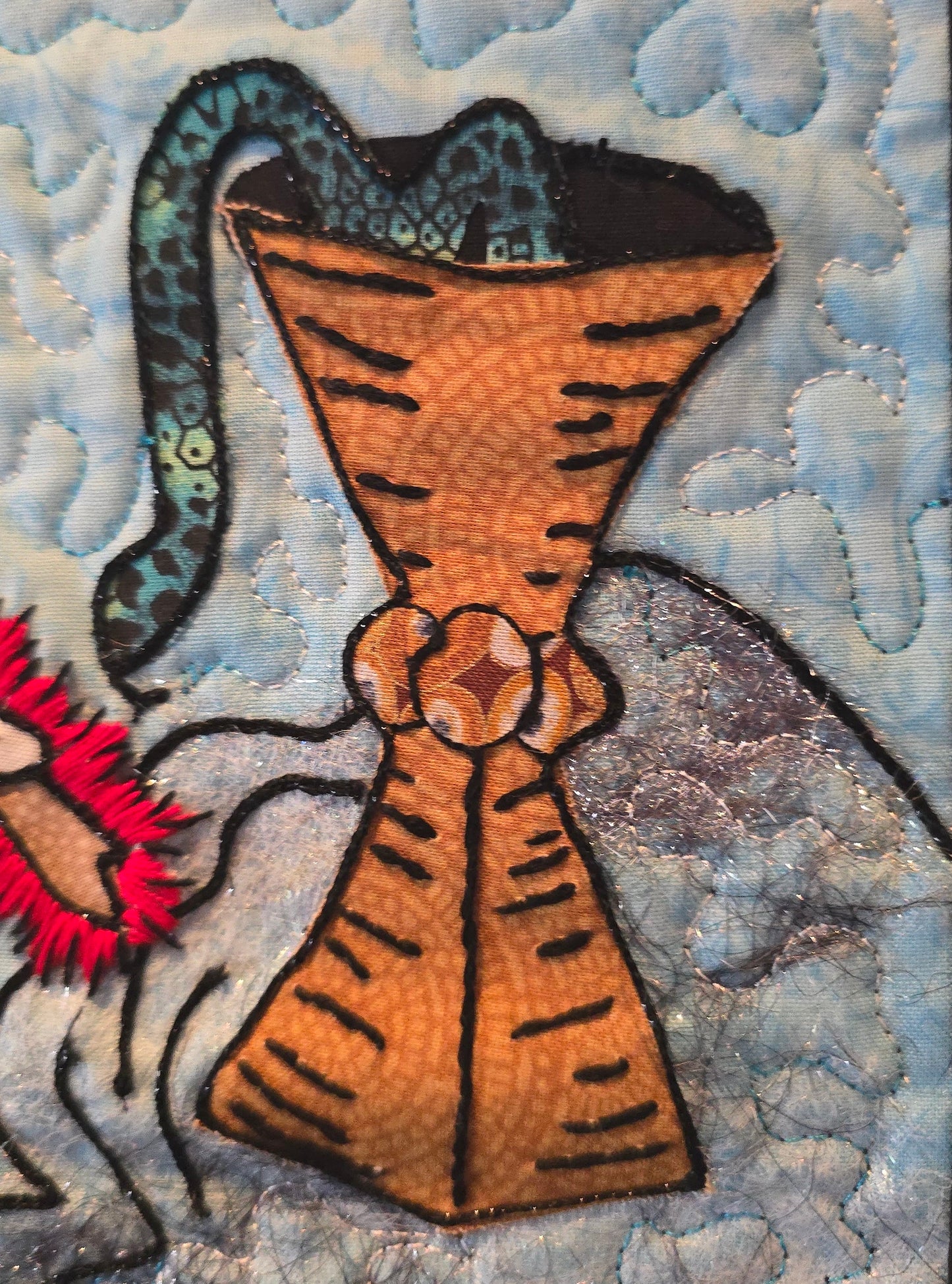 Tarot Card Seven of Cups Wall Hanging – OOAK Quilted Textile Art – 19x28”
