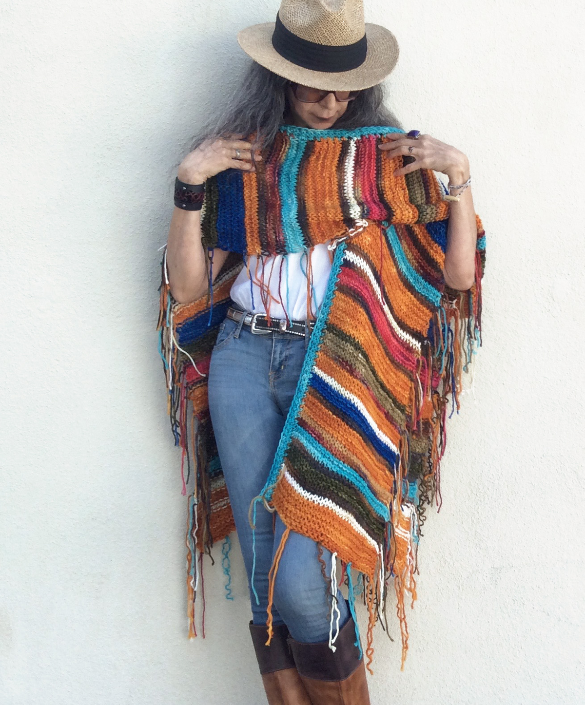 Colorful Shaman Robe OOAK Hand Knit Ruana