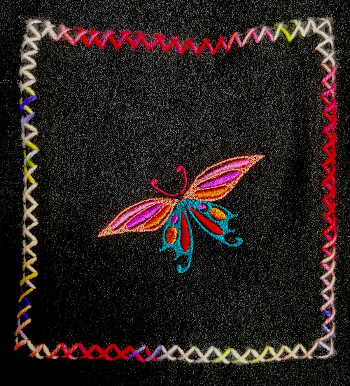 Love Butterflies— Black Wool Embroidered Boho Jacket, OOAK Wearable Art