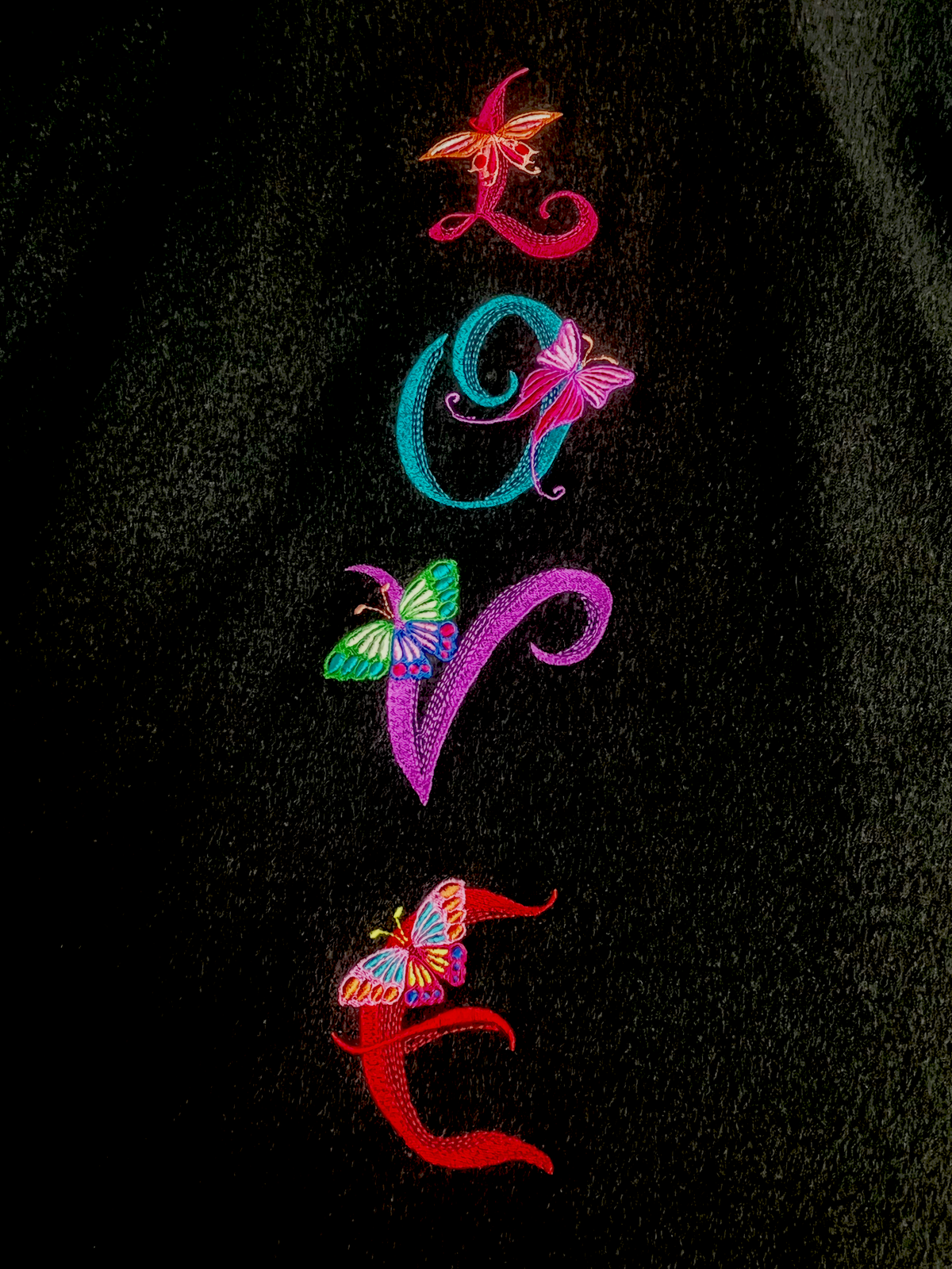 Love Butterflies— Black Wool Embroidered Boho Jacket, OOAK Wearable Art