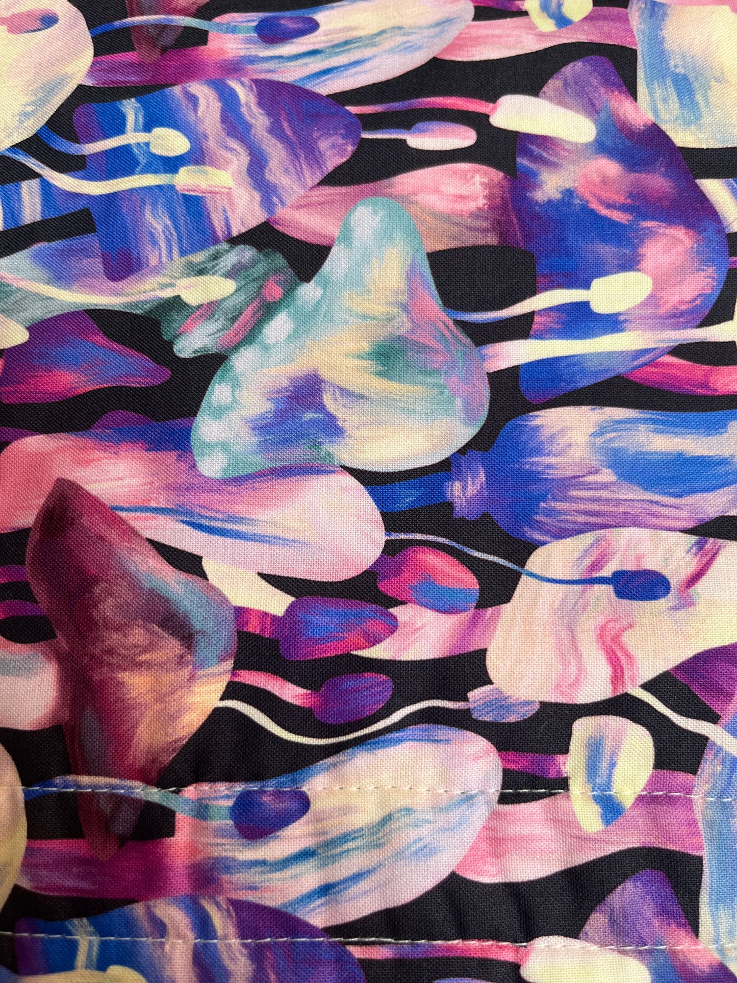 Magic Mushroom Wall Hanging – Psychedelic Fiber Art Quilt - OOAK 16.5" x 19.5"