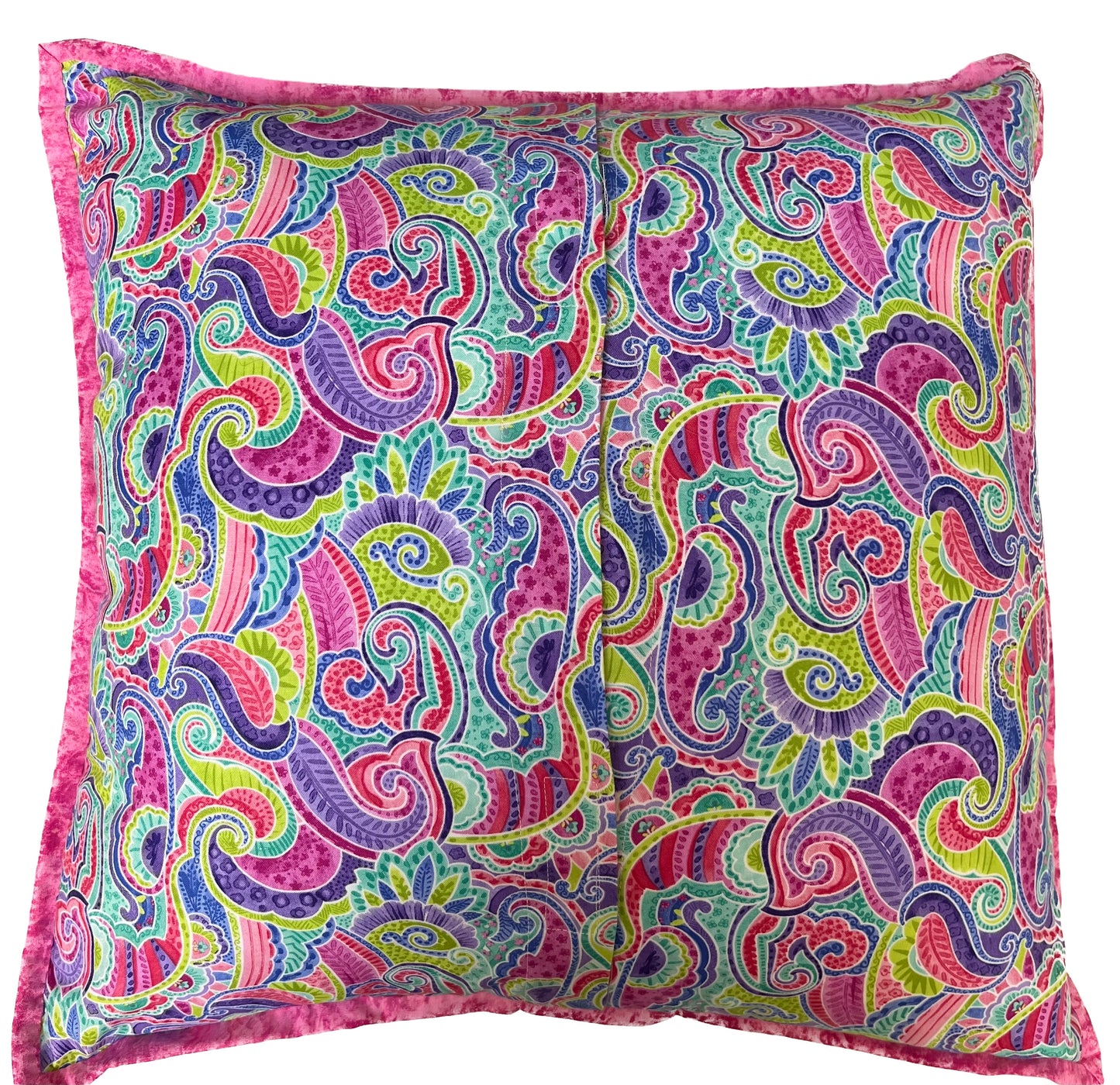 Pink & Purple Hand Embroidered Fiber Art Pillow 18x18 — Beaded, Pearl & Sequin Embellishments, One of a Kind