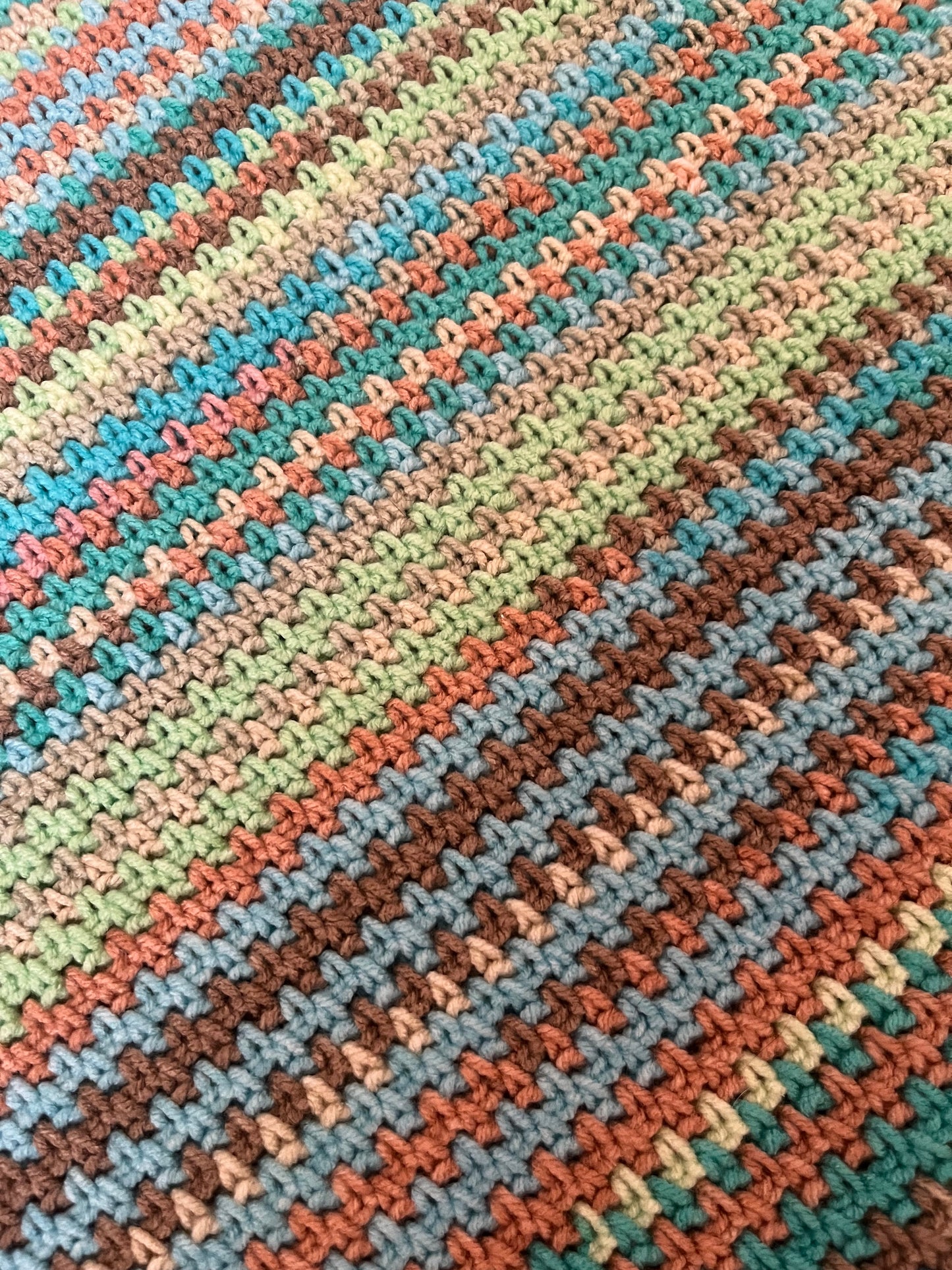 Sand and Sea Crochet Blanket – OOAK Handmade Throw – 40 x 40"