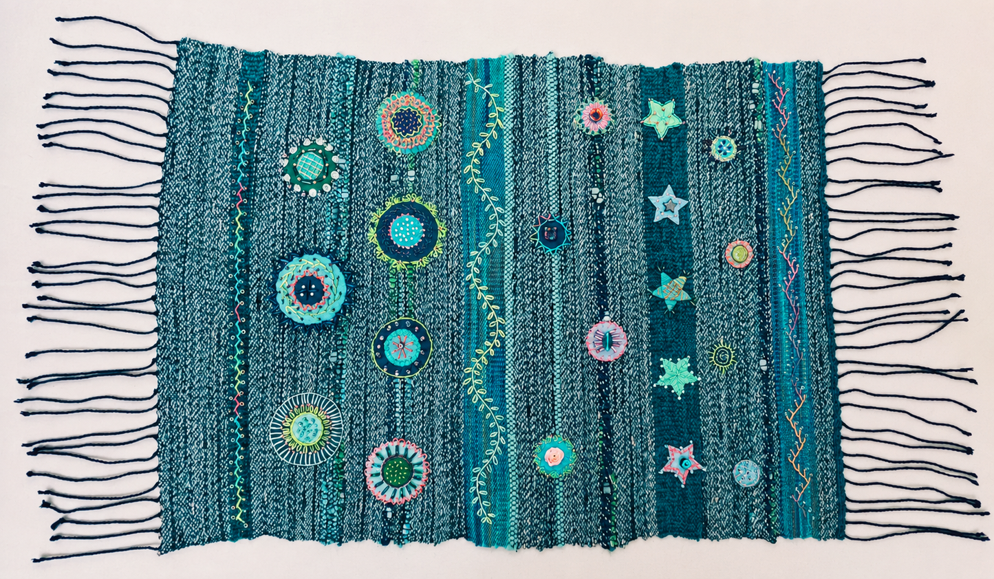 Dreamweaver - Handwoven Fiberart - OOAK - 21" x 15" + 4" Fringe