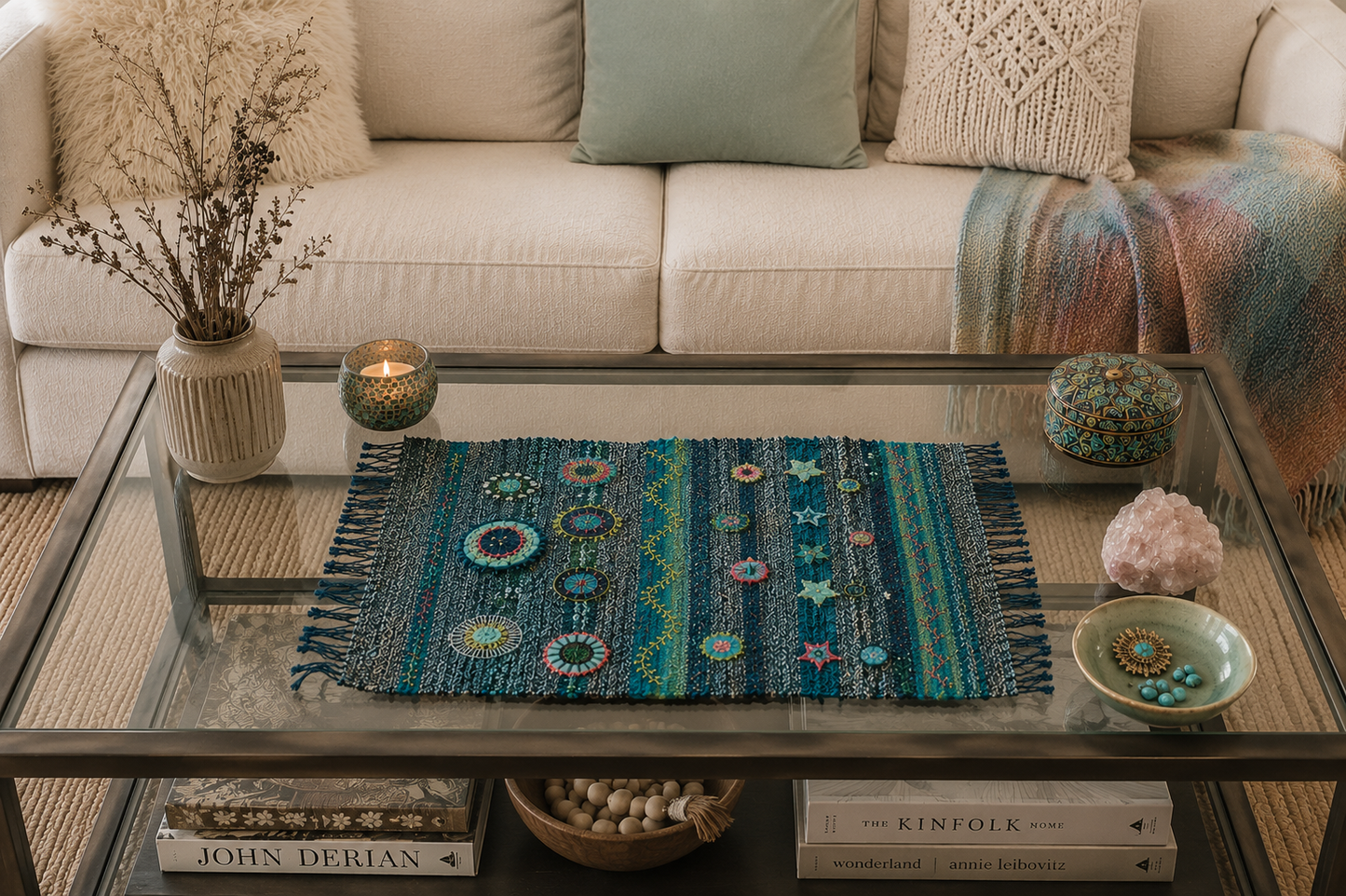 Dreamweaver - Handwoven Fiberart - OOAK - 21" x 15" + 4" Fringe